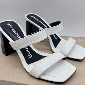 Alexander Wang White Croc-Embossed Heels